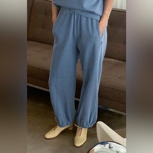 Le Bon Shoppe Relaxed Elastic-Waist Blue ballon  Pants